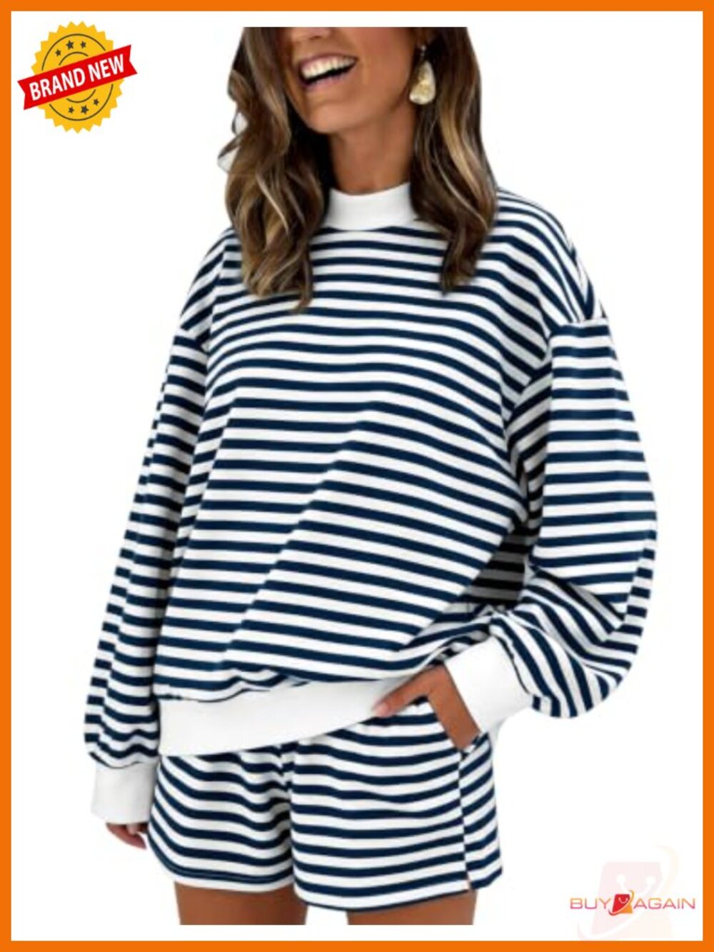 Womens 2 Piece Cotton Sweat Set Mock Neck Sweatshirt & Shorts Lounge Outfit